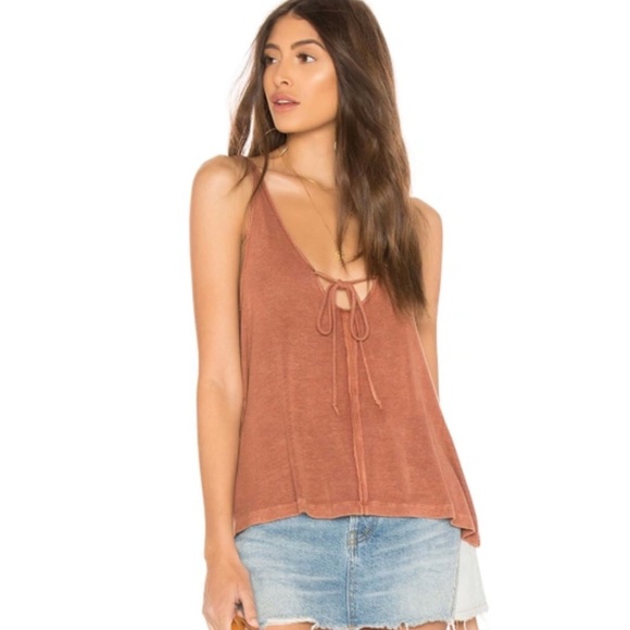 We The Free Tops - We The Free Oversized Distressed Scarlett Tank in Rust